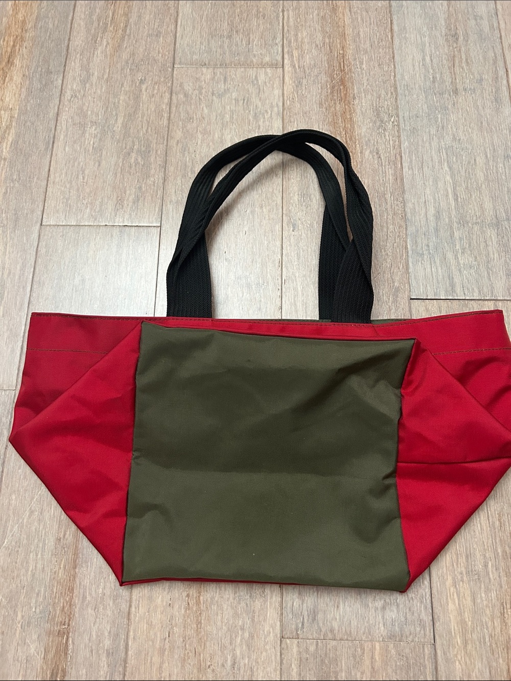 VTG Herve Chapelier Paris Red Canvas Tote Bag with Black Handles